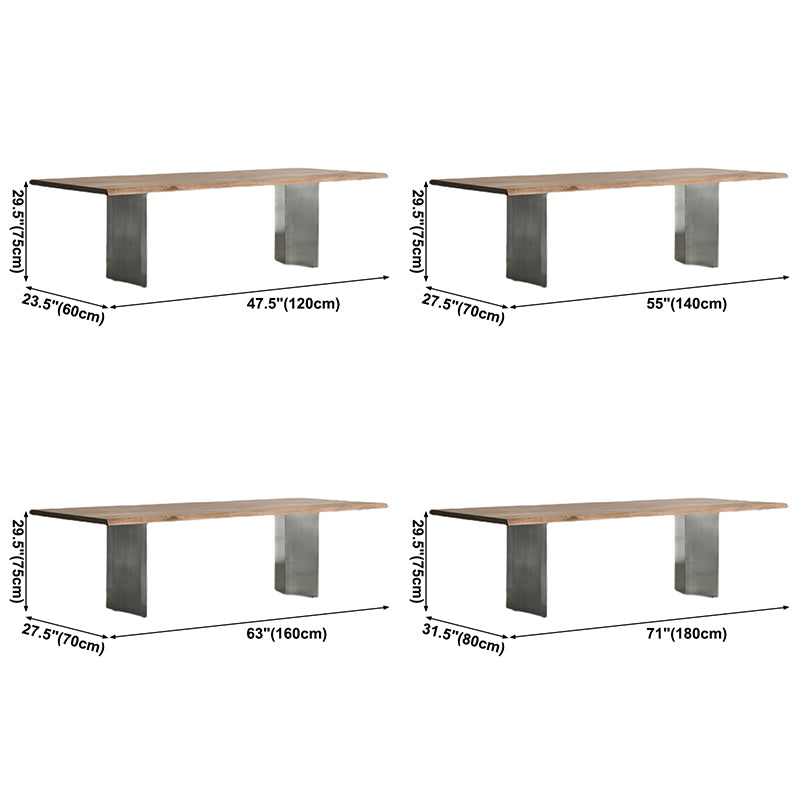 Solid Wood Brown Tone Dining Table Glam Style Double Pedestal Table for Dining Room