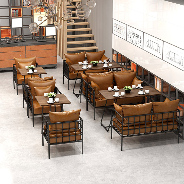 Industrial Style Solid Wood Dinner Room Kitchen Table Brown Sled Base Table for Dining Room