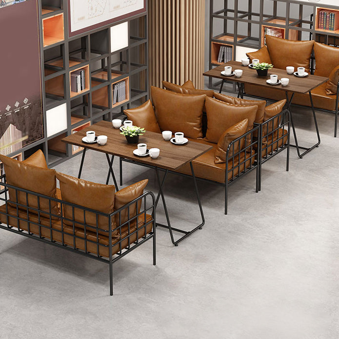 Industrial Style Solid Wood Dinner Room Kitchen Table Brown Sled Base Table for Dining Room