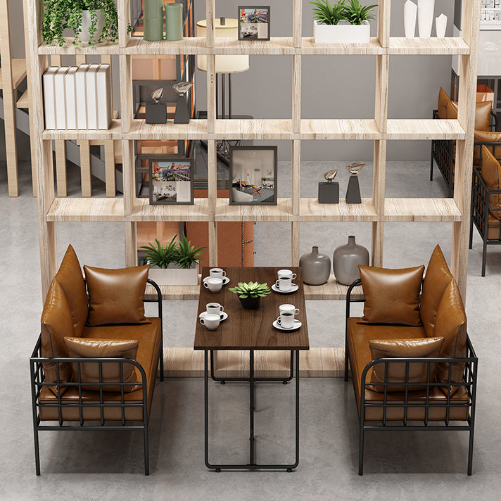 Industrial Style Solid Wood Dinner Room Kitchen Table Brown Sled Base Table for Dining Room