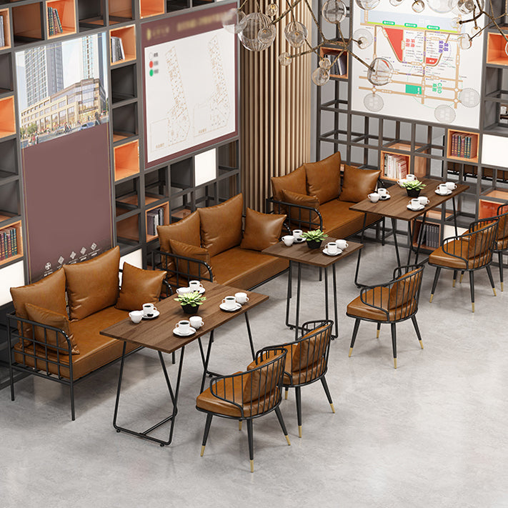 Industrial Style Solid Wood Dinner Room Kitchen Table Brown Sled Base Table for Dining Room