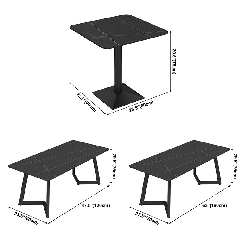 Industrieel gesinterde stenen eetkamer keukentafel rechthoekige tafel met metalen basis