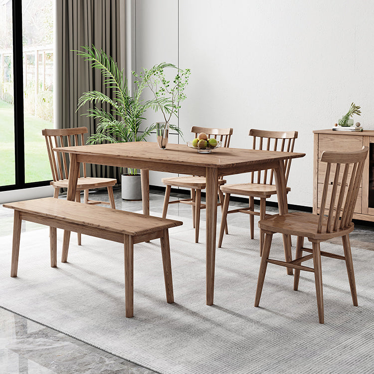 Legno rettangolo in tavolo da pranzo marrone Tavolo di cenere moderno con 4 gambe per il ristorante