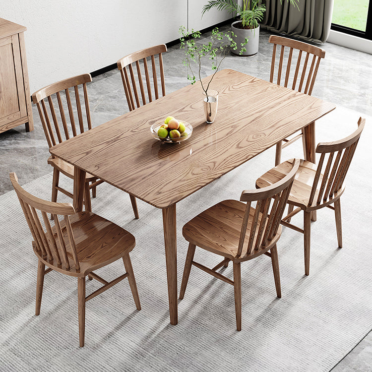 Legno rettangolo in tavolo da pranzo marrone Tavolo di cenere moderno con 4 gambe per il ristorante