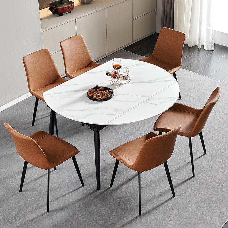 Table de salle à manger rectangulaire de 4 pieds en pierre de style Simplicity avec abattant