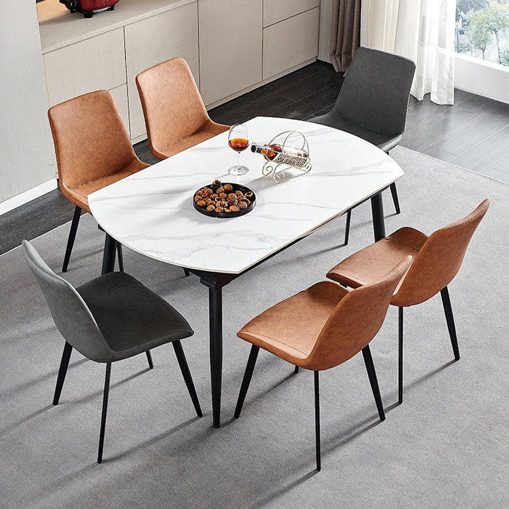 Table de salle à manger rectangulaire de 4 pieds en pierre de style Simplicity avec abattant