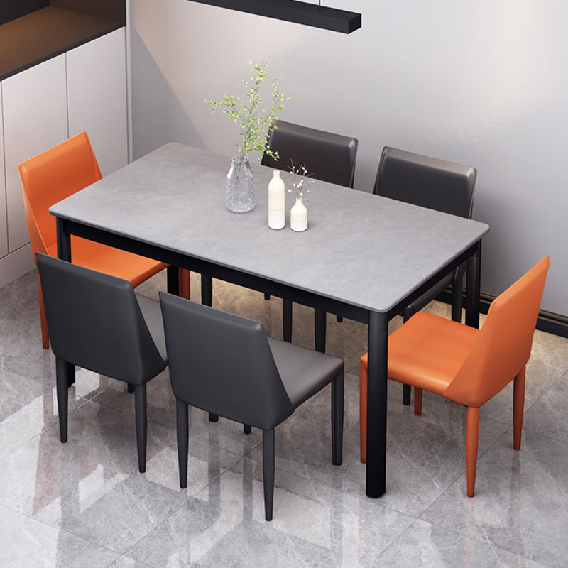 Table à manger en pierre de style industriel Table rectangle de base 4 jambes pour la maison