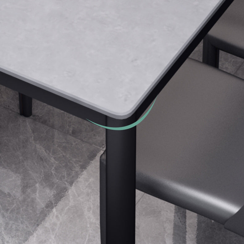 Table à manger en pierre de style industriel Table rectangle de base 4 jambes pour la maison