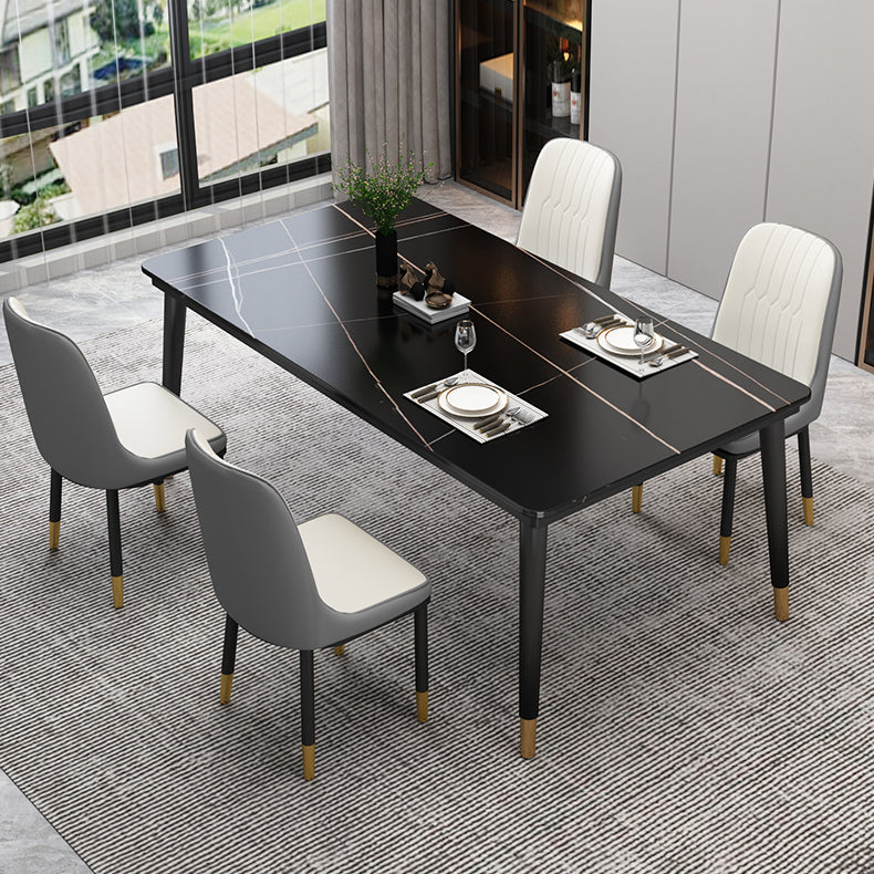 Industrial Style Home Sintered Stone Dining Table Rectangle Shape Table with 4 Legs Base