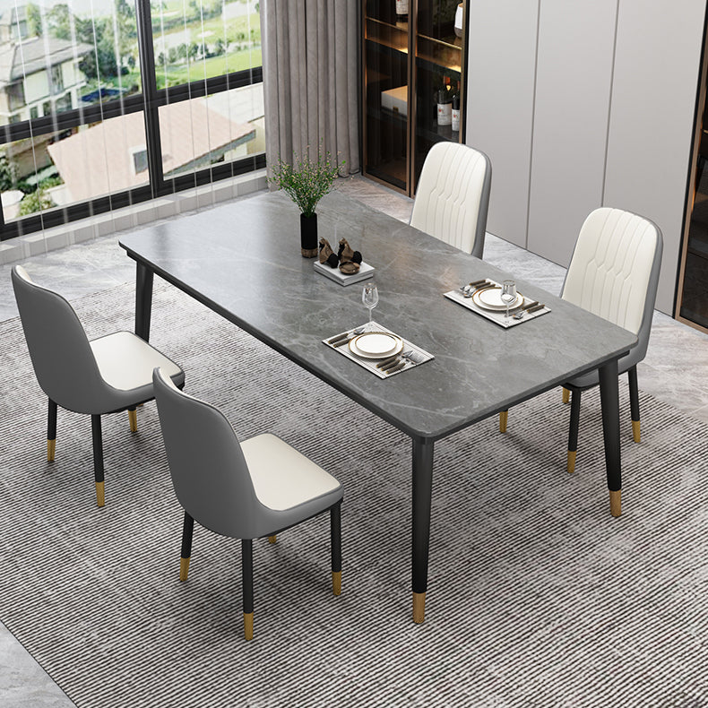 Industrial Style Home Sintered Stone Dining Table Rectangle Shape Table with 4 Legs Base