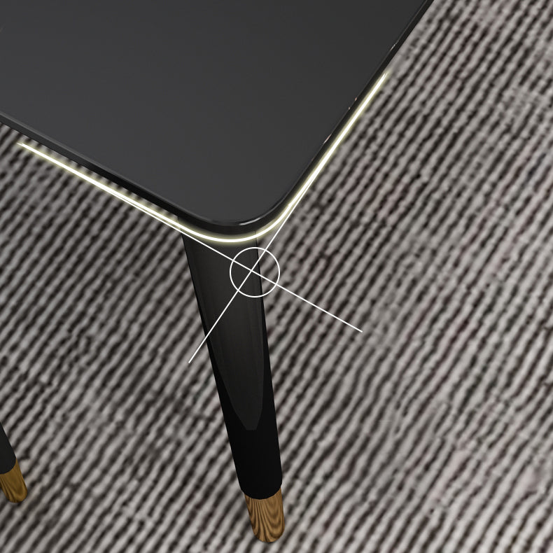 Industrial Style Home Sintered Stone Dining Table Rectangle Shape Table with 4 Legs Base
