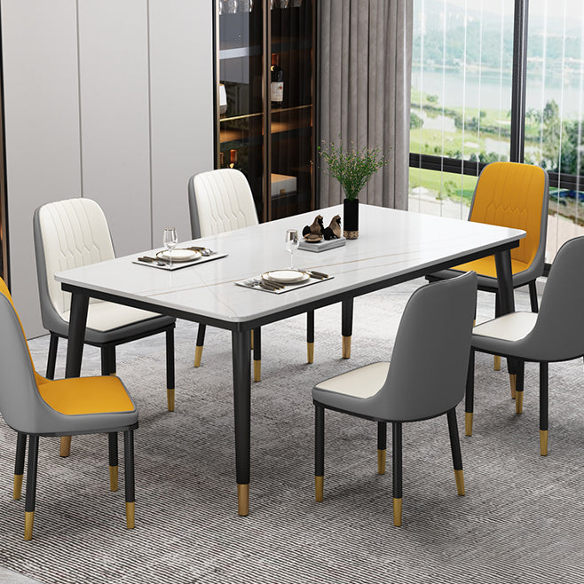 Industrial Style Home Sintered Stone Dining Table Rectangle Shape Table with 4 Legs Base