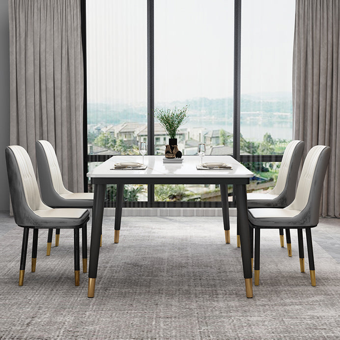 Industrial Style Home Sintered Stone Dining Table Rectangle Shape Table with 4 Legs Base