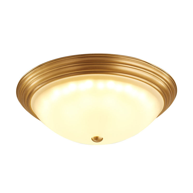 Plafonnier en verre doré de style colonial vintage avec bol en cuivre pour espaces intérieurs