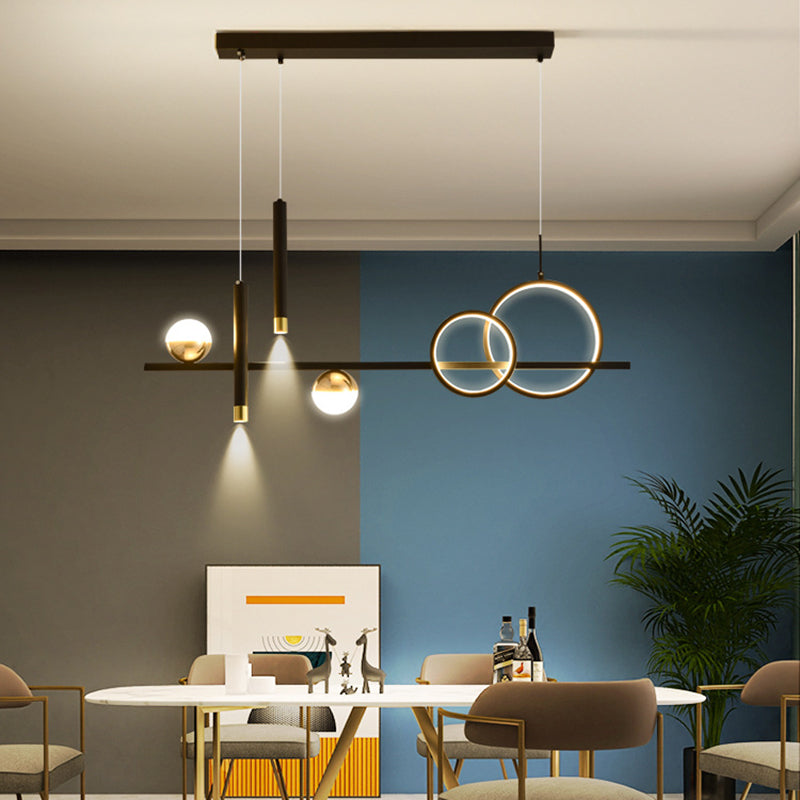 Multi Lights Metal Island Lighting Fixtures Modern Style Linear Chandelier Lighting