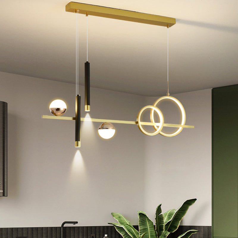 Multi Lights Metal Island Lighting Fixtures Modern Style Linear Chandelier Lighting