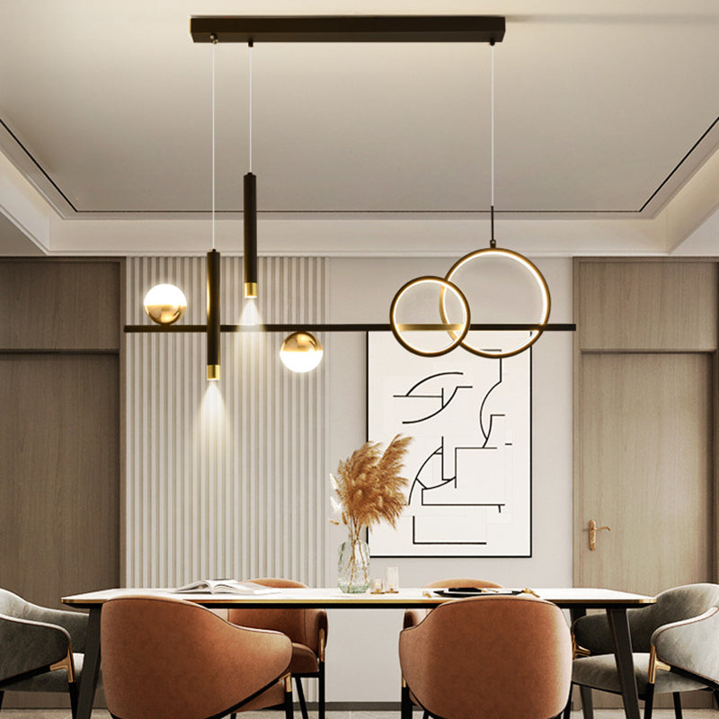 Multi Lights Metal Island Lighting Fixtures Modern Style Linear Chandelier Lighting