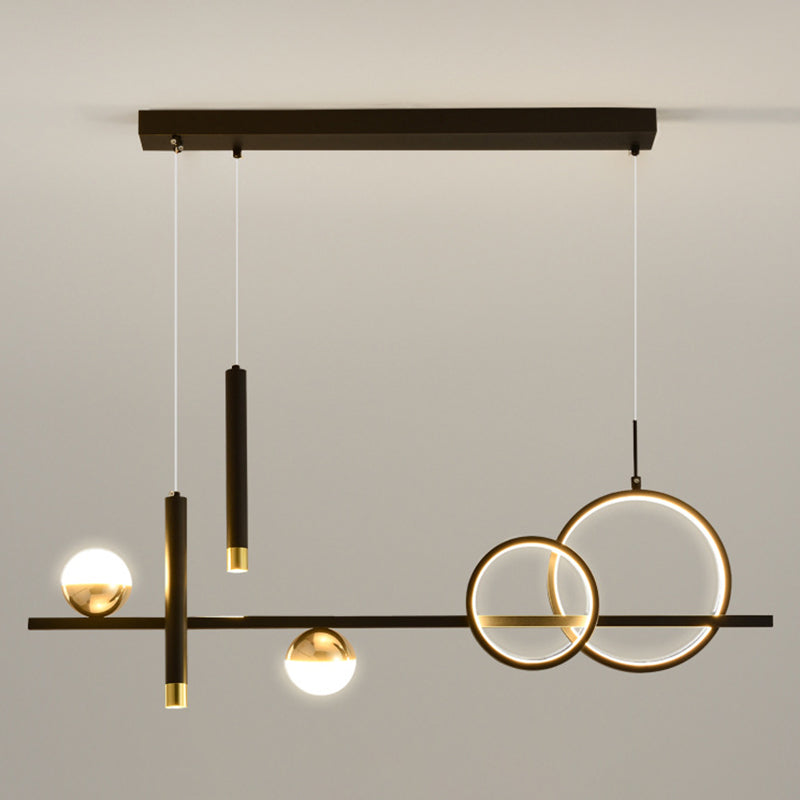 Multi Lights Metal Island Lighting Fixtures Modern Style Linear Chandelier Lighting