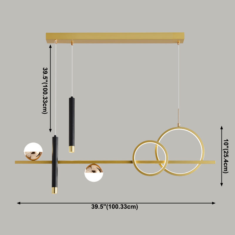 Multi Lights Metal Island Lighting Fixtures Modern Style Linear Chandelier Lighting