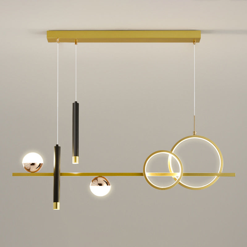 Multi Lights Metal Island Lighting Fixtures Modern Style Linear Chandelier Lighting