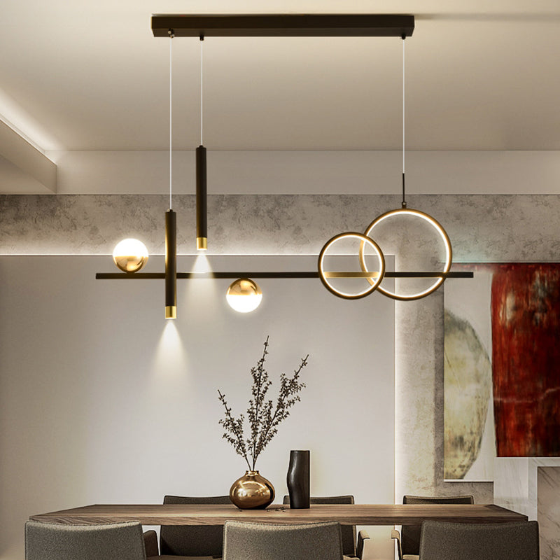 Multi Lights Metal Island Lighting Fixtures Modern Style Linear Chandelier Lighting