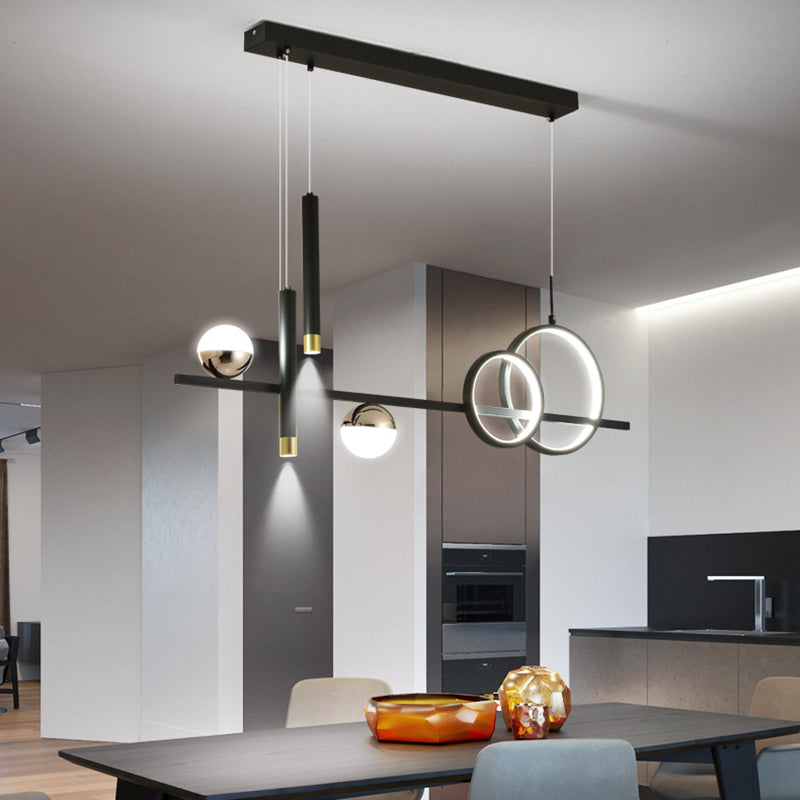 Multi Lights Metal Island Lighting Fixtures Modern Style Linear Chandelier Lighting