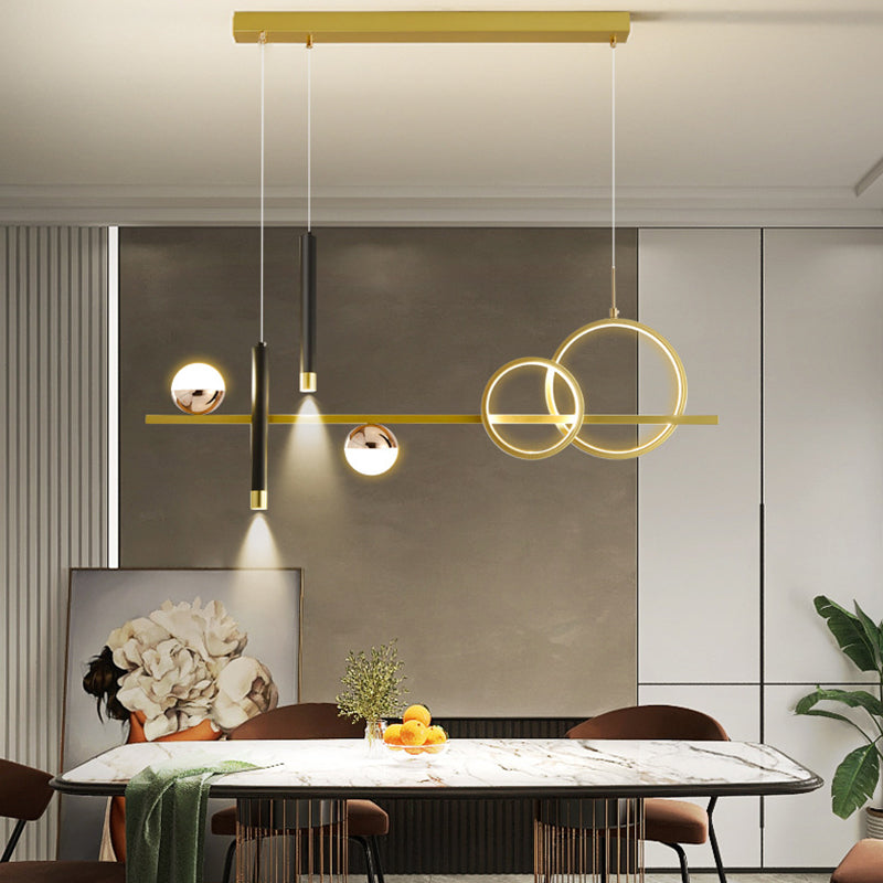 Multi Lights Metal Island Lighting Fixtures Modern Style Linear Chandelier Lighting