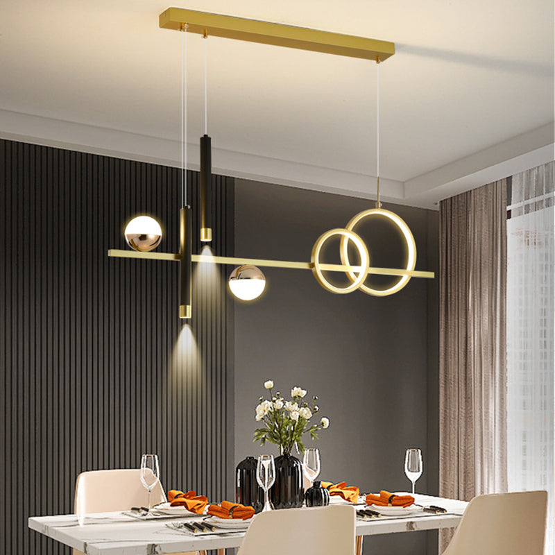 Multi Lights Metal Island Lighting Fixtures Modern Style Linear Chandelier Lighting