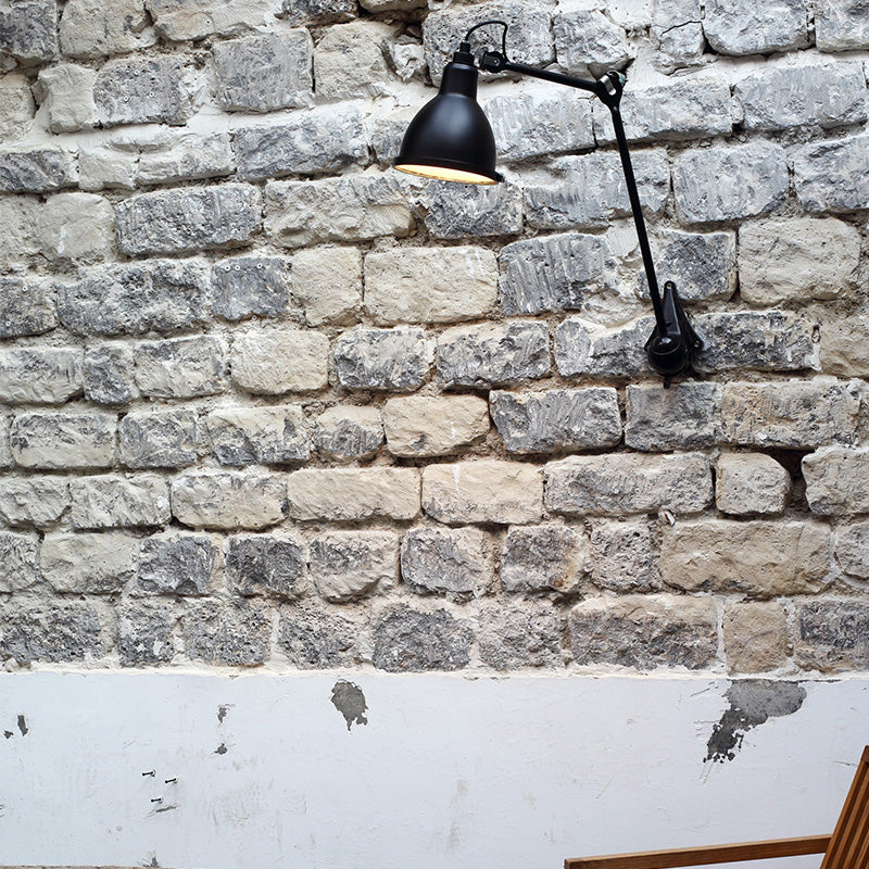 Bowl Shade Swing Arm Wall Lighting Modern Style Metal 1 Light Sconce Lamp in Black