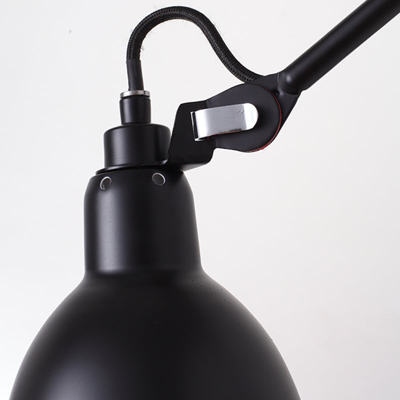 Bowl Shade Swing Arm Wall Lighting Modern Style Metal 1 Light Sconce Lamp in Black
