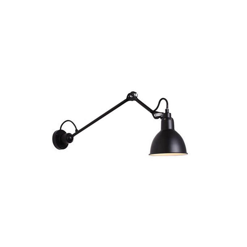 Bowl Shade Swing Arm Wall Lighting Modern Style Metal 1 Light Sconce Lamp in Black