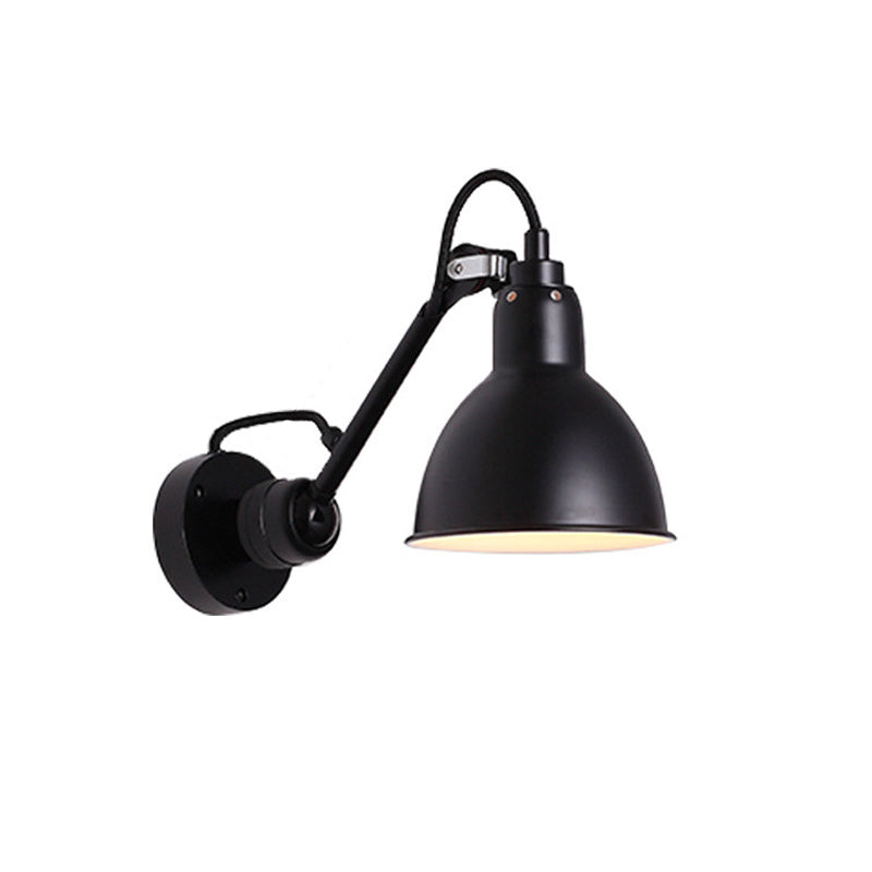 Bowl Shade Swing Arm Wall Lighting Modern Style Metal 1 Light Sconce Lamp in Black