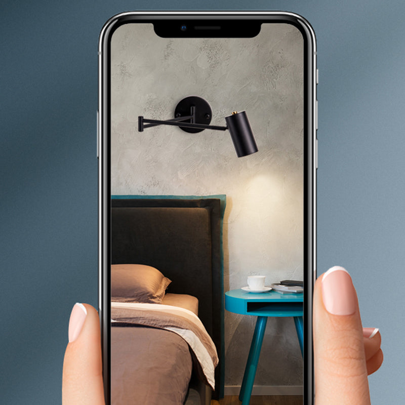 Half Cylinder Shade Swing Arm Wall Lighting Modern Style Metal 1 Light Sconce Lamp