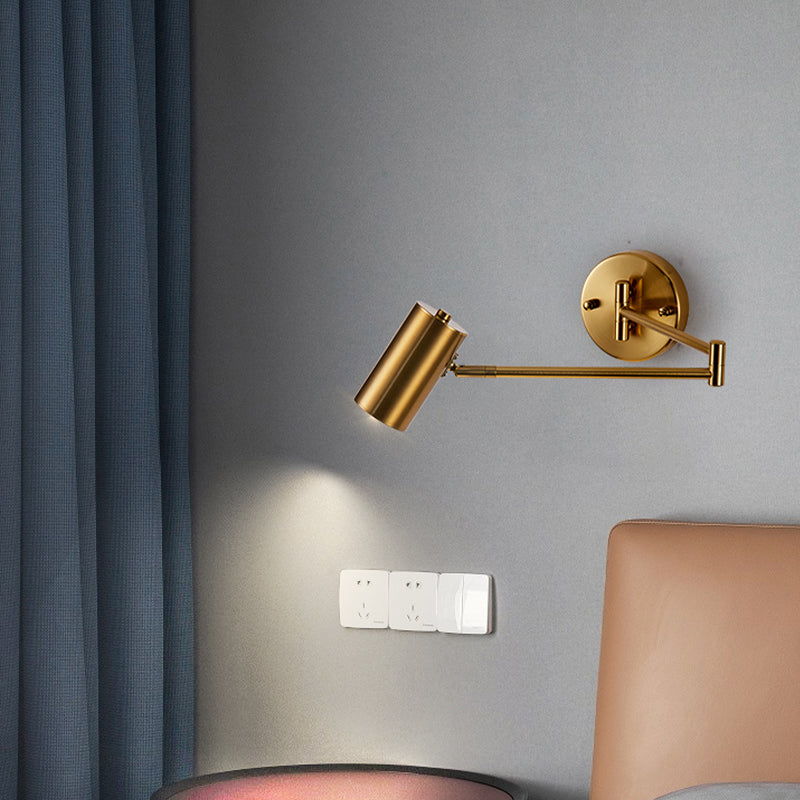 Half Cylinder Shade Swing Arm Wall Lighting Modern Style Metal 1 Light Sconce Lamp