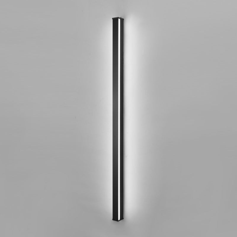 Modern Style Long Strip Shade Wall Sconce Metal 1 Light Sconces in Black for Bedside