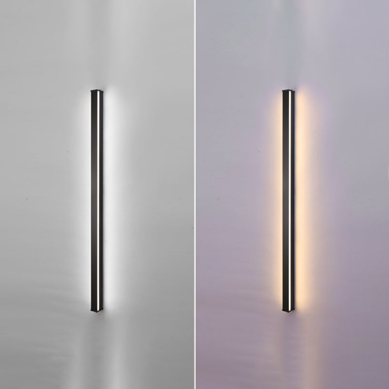 Modern Style Long Strip Shade Wall Sconce Metal 1 Light Sconces in Black for Bedside