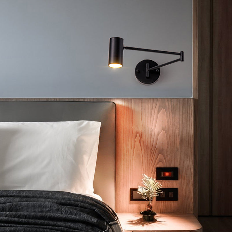 Lámpara de pared ajustable de aluminio electroplacado en la luz de pared cilíndrica de hierro de estilo de lujo moderno