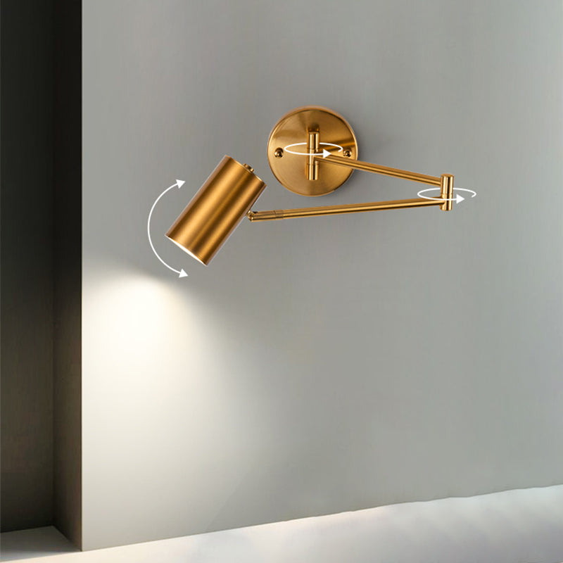 Lámpara de pared ajustable de aluminio electroplacado en la luz de pared cilíndrica de hierro de estilo de lujo moderno