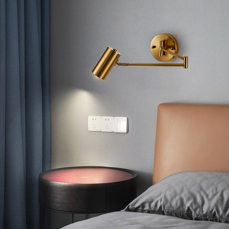 Lámpara de pared ajustable de aluminio electroplacado en la luz de pared cilíndrica de hierro de estilo de lujo moderno
