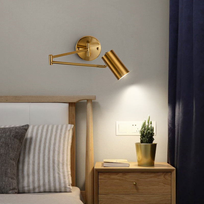 Lámpara de pared ajustable de aluminio electroplacado en la luz de pared cilíndrica de hierro de estilo de lujo moderno