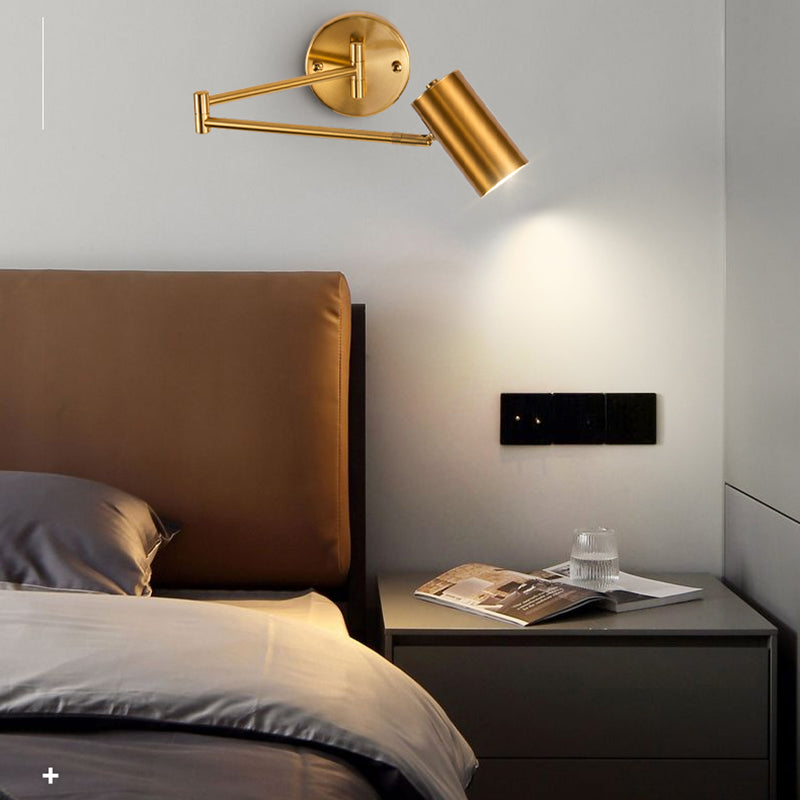 Lámpara de pared ajustable de aluminio electroplacado en la luz de pared cilíndrica de hierro de estilo de lujo moderno