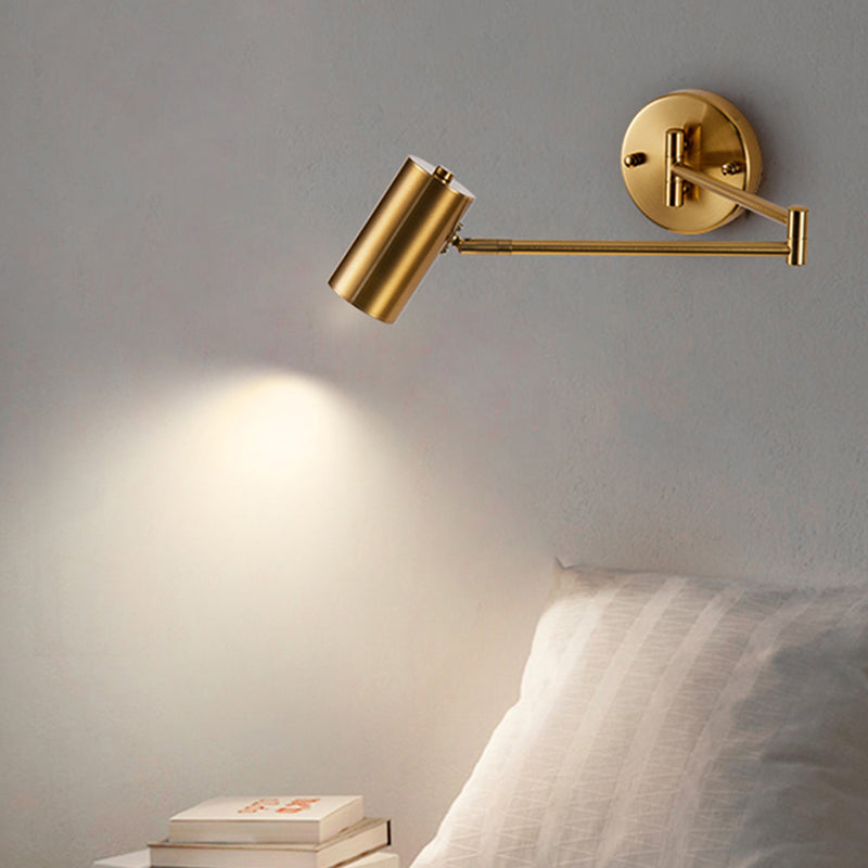 Lámpara de pared ajustable de aluminio electroplacado en la luz de pared cilíndrica de hierro de estilo de lujo moderno