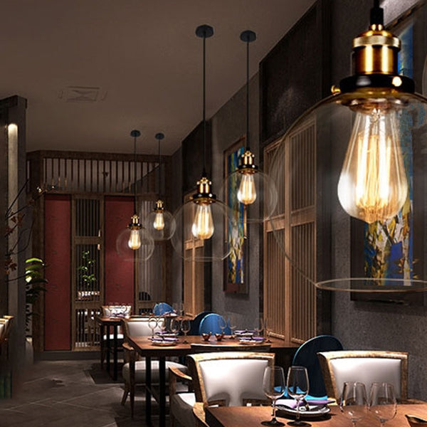 1-Licht-Glasanhängerlampe, industrielles, klares Glas Licht für Wohnzimmer
