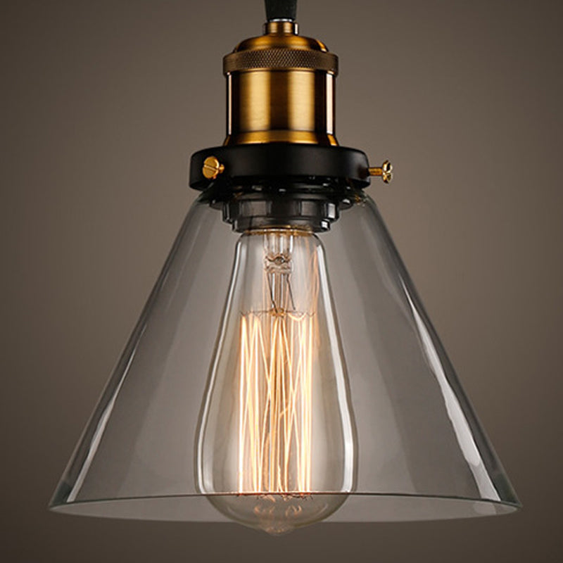 1-Licht-Glasanhängerlampe, industrielles, klares Glas Licht für Wohnzimmer