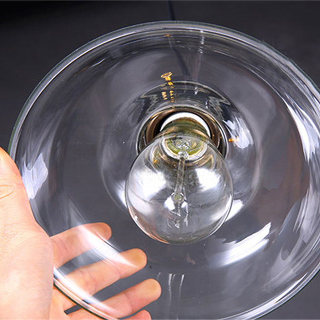1-Licht-Glasanhängerlampe, industrielles, klares Glas Licht für Wohnzimmer