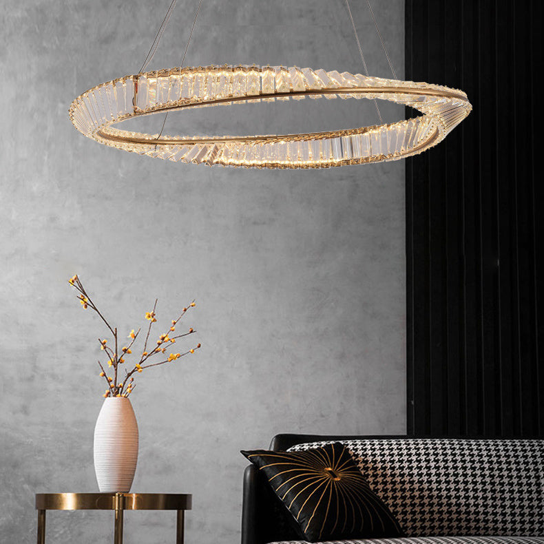 Light Luxury Style Crystal Pendant Lighting LED Hanging Lamp Kit for Dining Room Living Room