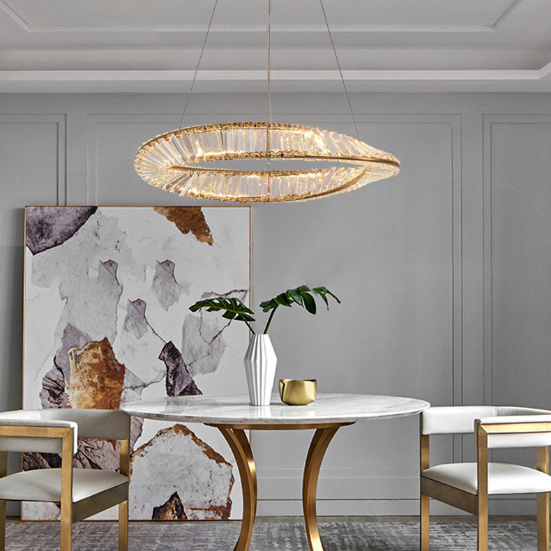 Light Luxury Style Crystal Pendant Lighting LED Hanging Lamp Kit for Dining Room Living Room