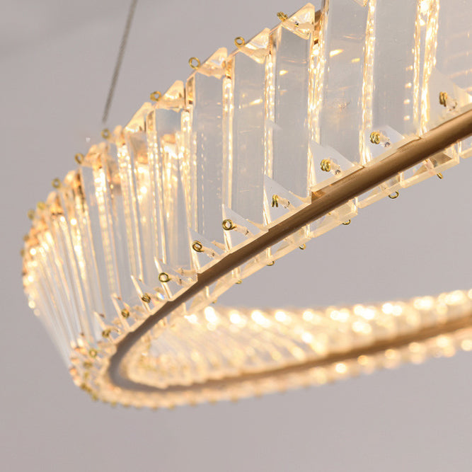 Light Luxury Style Crystal Pendant Lighting LED Hanging Lamp Kit for Dining Room Living Room