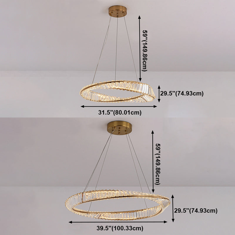 Light Luxury Style Crystal Pendant Lighting LED Hanging Lamp Kit for Dining Room Living Room