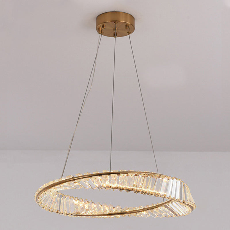 Light Luxury Style Crystal Pendant Lighting LED Hanging Lamp Kit for Dining Room Living Room